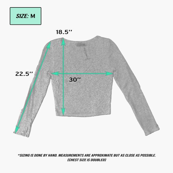 NWT WILLIAM B Long-sleeve V-Neck Basic Crop Top (Off-White | Size M) - Picture 5 of 5